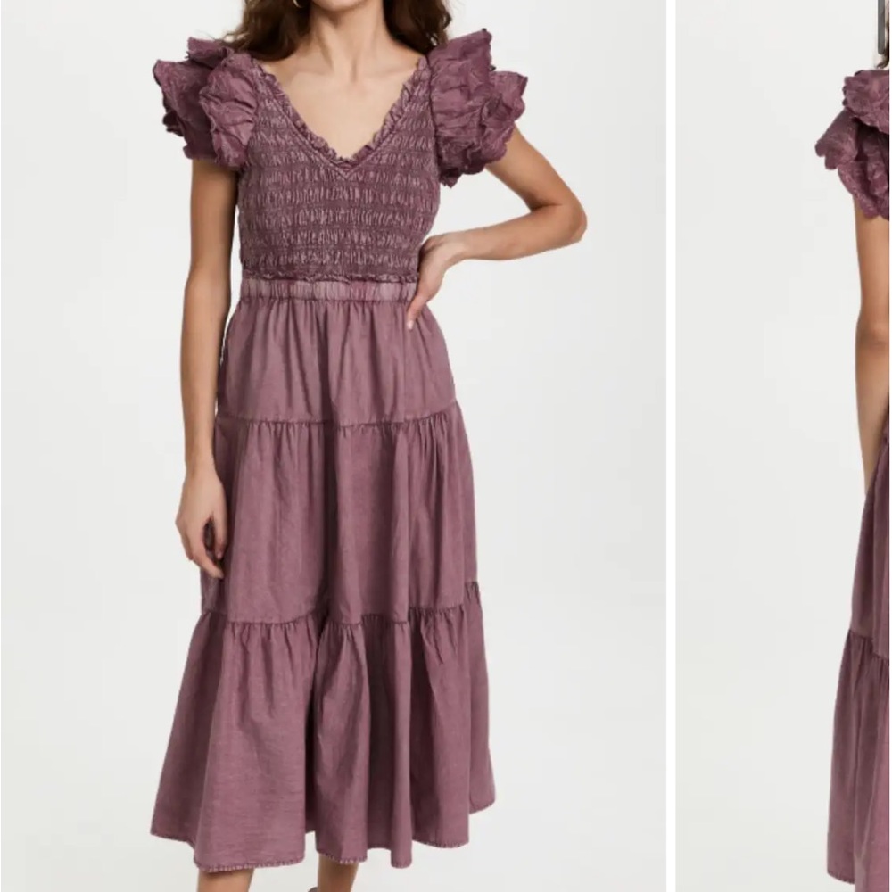 NWT SEA NY Heidi Heart Quilt Flutter Midi Dress Size 10 - Picture 3 of 7